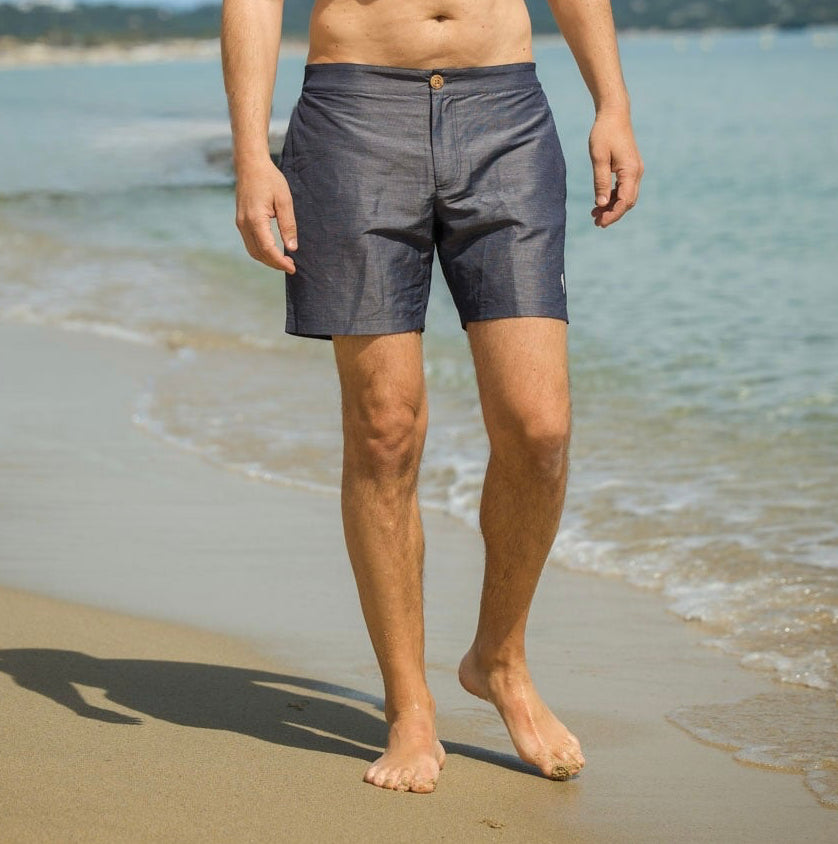 SAINT TROPEZ Linen Swim Shorts