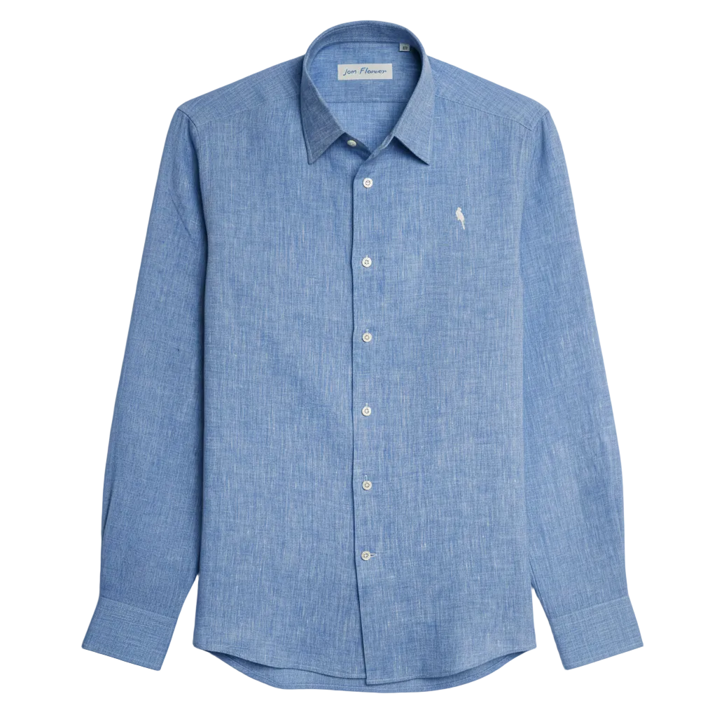 Blue Linen Shirt — maniche più dritte